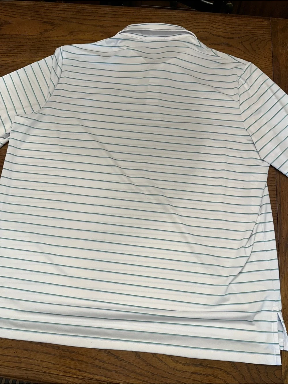 Ralph Lauren RLX White Polo with Light Blue and Green Stripes, size XXL